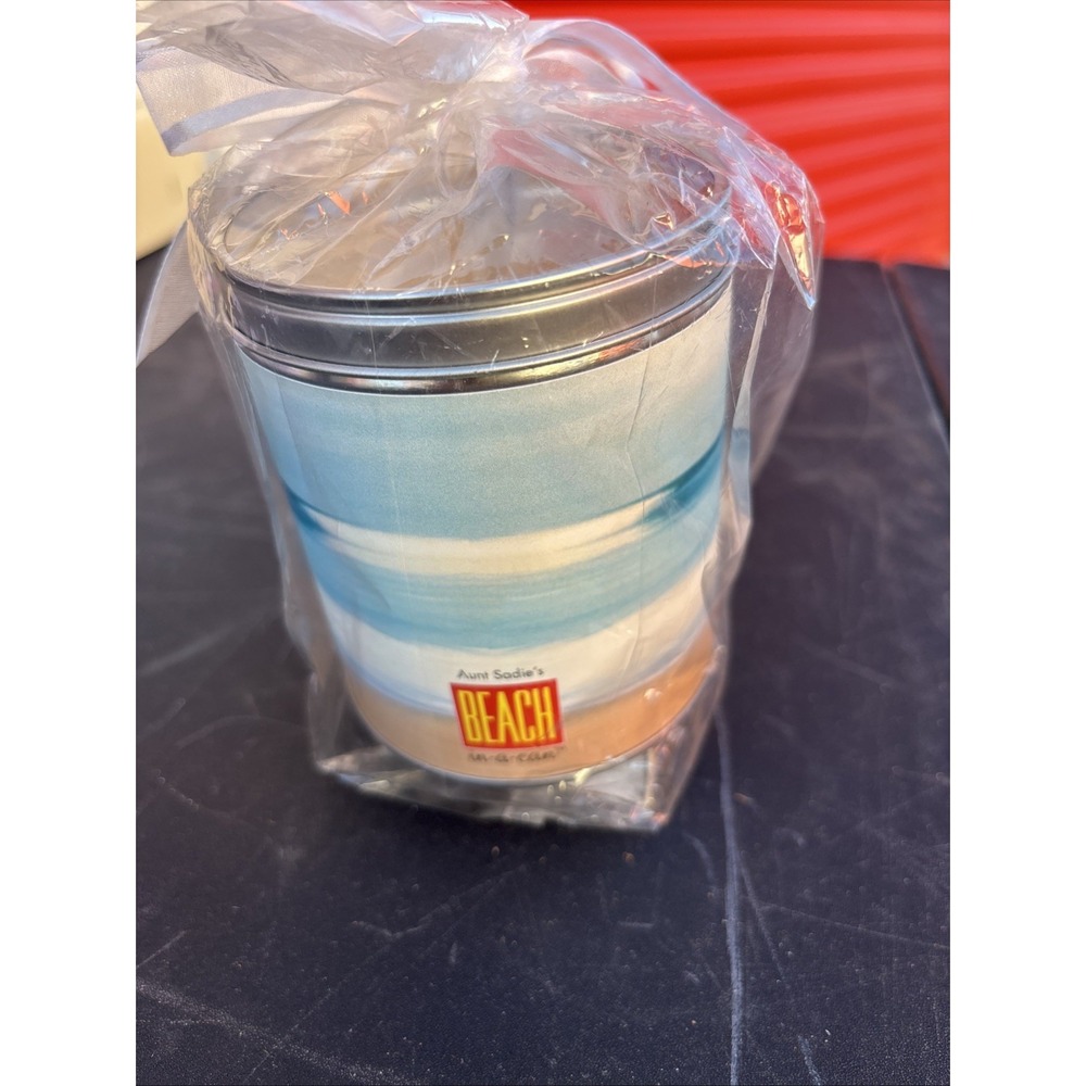 AUNT SADIES Beach  IN A CAN SCENTED TIN CANDLE NEW 12 OZ
